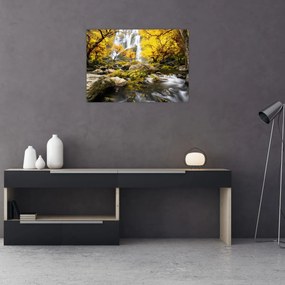 Tablou - Cascade în peisaj de toamnă, galben (70x50 cm)