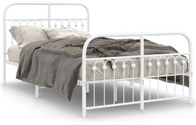 376665 vidaXL Cadru de pat metalic cu tăblie, alb, 120x200 cm