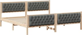 vidaXL Cadru de pat Gri închis 200 x 200 cm Lemn de pin masiv