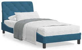3213823 vidaXL Cadru de pat cu lumini LED, albastru, 80x200 cm, catifea