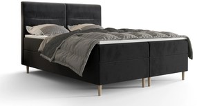 Pat matrimonial Boxspring 140 cm Saruta (negru) ( cu saltea și sp. depozitare). 1047350