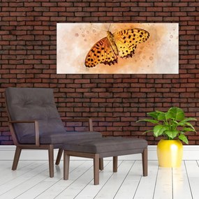 Tablou - Fluture portocaliu, aquarelă (120x50 cm)