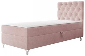 Pat de o persoană 80 cm Jenaks 1 (Roz) (cu somieră și saltea) (cu sp. depozitare) (S). 1103575
