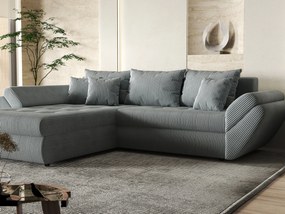 Colțar extensibil dumonde cu ladă de depozitare si sezut confortabil din spuma high-density, Loana Zoom Grey 270x185 cm