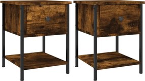 vidaXL Noptiere, 2 buc., stejar fumuriu, 34x35,5x45 cm, lemn compozit