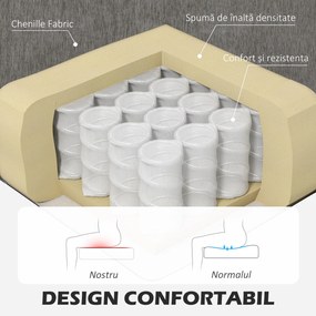 HOMCOM Canapea Colțar Extensibil cu Șezlong Reversibil, Pernă pentru Șezut și Spătar și 3 Locuri, 186x130x84 cm, Maro | Aosom Romania