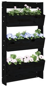 vidaXL Jardinieră de perete cu 3 niveluri negru 60x18,5x110cm lemn pin