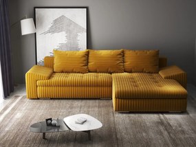 Colțar extensibil dumonde cu ladă de depozitare si sezut confortabil din spuma high-density, Leonardo Ambience Mustar 260x185 cm II