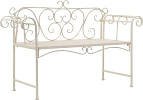 vidaXL Bancă de grădină, alb vintage, 132 cm, metal