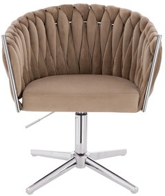 HR750CROSS Scaun Latte din Catifea cu Bază Cromata