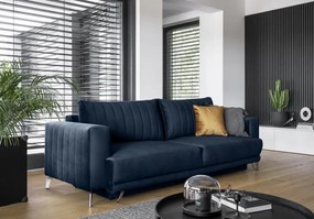 Canapea tapitata, extensibila, cu spatiu pentru depozitare, 250x90x95 cm, Elise 02, Eltap (Culoare: Albastru marin / Nube 40)