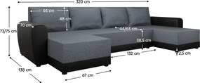Canapea universală, gri/negru, DAKAR NEW U