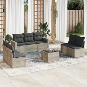 3218832 vidaXL Set mobilier de grădină cu perne, 8 piese gri deschis poliratan