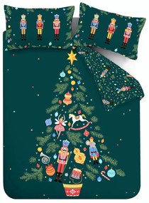 Lenjerie de pat pentru pat dublu/extinsă verde închis 200x200 cm Nutcracker – Catherine Lansfield