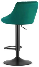 Scaun de bar verde KAST VELVET cu picior negru