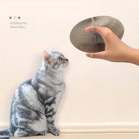 Joc interactiv pentru pisici Preyplay, Scratching board, Design pliabil, Minge pentru pisici, Maro