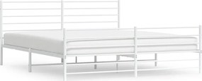 vidaXL Cadru de pat metalic cu tăblie, alb, 200x200 cm