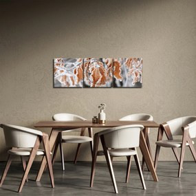 Tablou - Frunze înghețate (cu ceas) (90x30 cm)