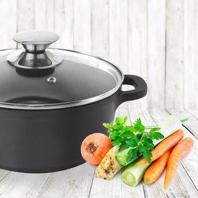 Oală din aluminiu neaderent cu capac din sticlă Orion Grande, ⌀ 24 cm