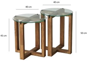 SET 2x măsuță laterală AMALFI d. 40 cm maro/transparent