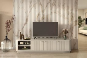 Dulap TV Vesper 187 cm cu 3 uși - kasmir / mânere aurii