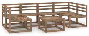 3067613 vidaXL Set mobilier de grădină, 7 piese, maro, lemn de pin tratat