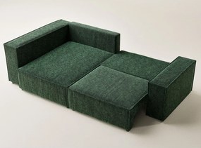 Colțar verde închis extensibil/cu spațiu de depozitare cu tapițerie din chenille (cu colț pe partea stângă/în formă de ”L”) Tonga – Maison de Rêve