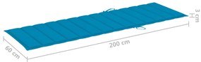 Sezlong gradina cu perne, 2 persoane, gri, lemn masiv acacia 1, Albastru, 200 x 123 x 85 cm