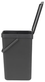 Cos de gunoi colectare selectiva Brabantia Sort&Go 648978, 16 L, Maner, Montabil pe perete, Gri inchis