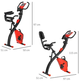 Bicicleta Pliabila HOMCOM 2 in 1, Rezistenta Reglabila pe 8 Nivele, Ecran LCD, 97x51x115cm, Rosu | Aosom Romania