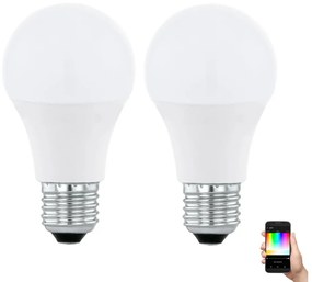 SET 2x bec LED RGBW dimabil Eglo 11587 A60 E27/9W/230V 2700-6500K + telecomandă