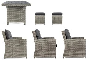 Set mobilier de grădină gri din ratan artificial pentru 6 persoane Ariel – Bizzotto