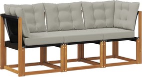 vidaXL Canapea de exterior din mijloc și colț 3 Bucată natural