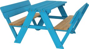 Bancă de grădină pentru copii, lemn, albastru/ natural, ABALO