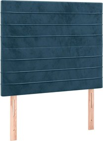 vidaXL Tăblie de pat albastru închis 90x5x118/128 cm catifea