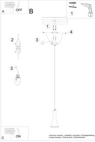 Lustră pe cablu Sollux SL.1223 REA 1xE14/12W/230V beton