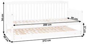 Pat extensibil pentru copii 90 cm Pazzan (alb) (cu somieră). 1034667