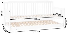 Zondo Pat extensibil pentru copii 90 cm Pazzan (alb) (cu somieră). 1034667