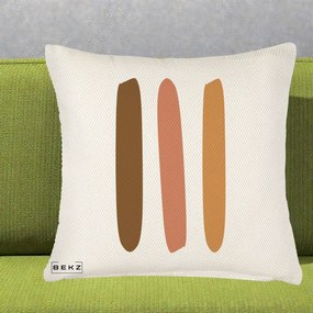 Perna Decorativa Abstract Linii Terracotta, 40x40 cm, Crem Reliefat, Husa Detasabila, Perna Inclusa, BEKZ®