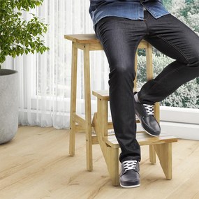 Scăunel pliabil cu 3 trepte, natur