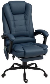 Vinsetto Scaun Birou Ergonomic Fotoliu de Birou Ergonomic cu 7 Puncte de Masaj Suport Picioare Reglabil 67x67x111-121 cm Albastru | Aosom Romania