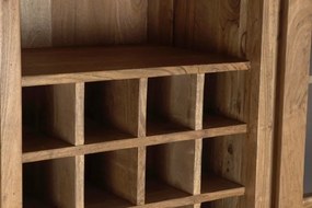 Vitrina din lemn de acacia si rattan, cu suport de vinuri, Verona