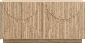 Bufet cu mult spațiu de depozitare, design scandinav-minimalist, 160x40x80 cm, Culoare naturală