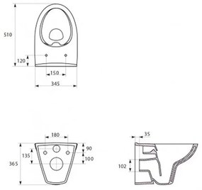 Vas wc suspendat rimless Cersanit Parva, alb