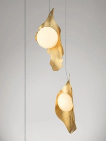 Lustra cu 3 pendule LED otel auriu si sticla MALORY