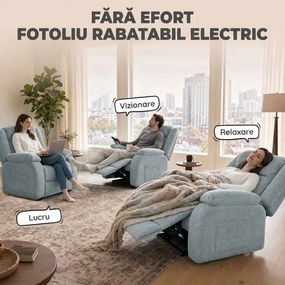 HOMCOM Fotoliu Reclinabil Electric cu Telecomandă și USB, Țesătură Tip In, Verde | Aosom Romania