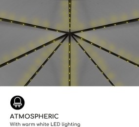 Blumfeldt Pantheon Solid Sky Ambient Solar, pavilion cu acoperiș gri, 3 × 3 m, policarbonat, aluminiu, iluminat