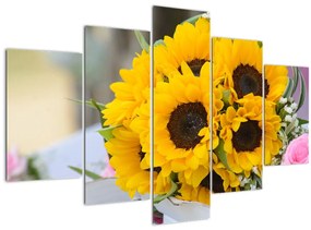 Tablou cu buchetul miresii de floarea soarelui (150x105 cm)