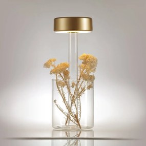 Lampa portabila cu baterii cu baza in forma de vaza AI design auriu/ transparent