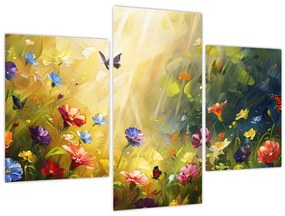 Tablou - Pajiște cu flori de primăvară, pictură (90x60 cm)